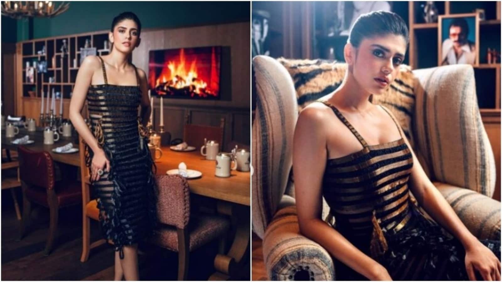 सोने और काले रंग की पोशाक में संजना सांघी ने प्रशंसकों से ‘इसे आराम से’ करने का आग्रह किया