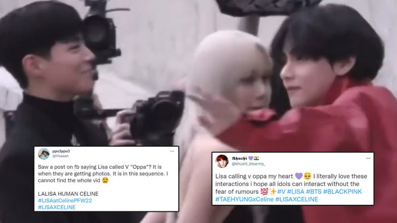 वायरल वीडियो में BLACKPINK की लिसा ने BTS के V उर्फ ​​किम ताएह्युंग को ‘ओप्पा’ कहा!  पेरिस में सेलीन के फैशन शो में देखें नेटिज़न्स गो गागा ओवर द डुओ की क्यूट इंटरेक्शन