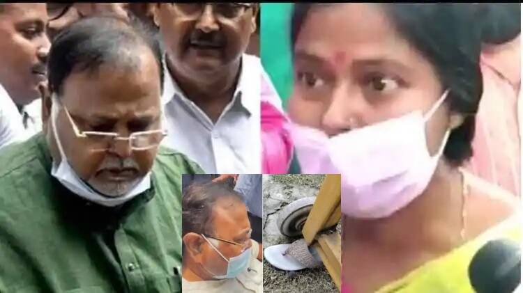 महिला पार्थ पर चप्पल फेंकने की कोशिश करती है