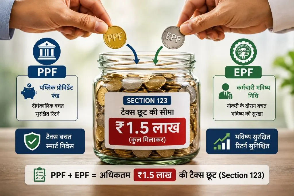 PPF और EPF पर टैक्स छूट: Section 80C का पूरा फायदा कैसे उठाएं? Combined Section 123 tax exemption limit for PPF and EPF